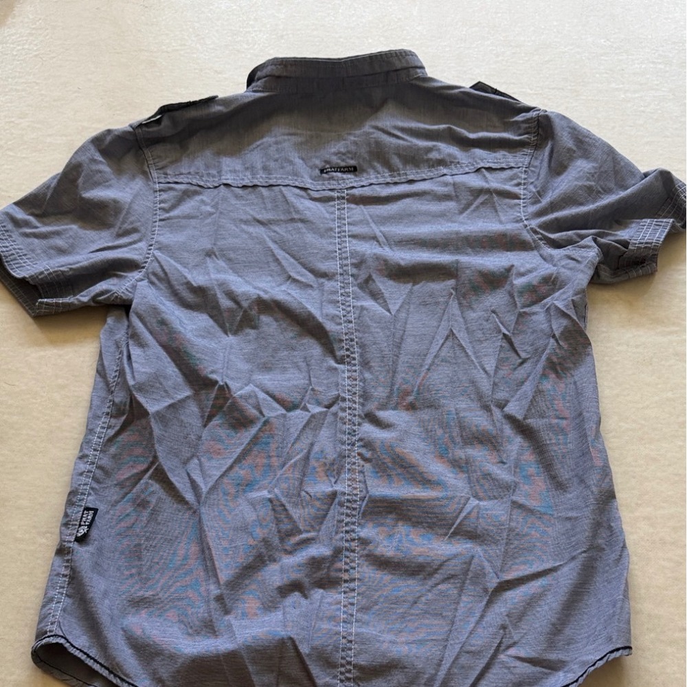 Phat Farm Mens Grey Striped Short Sleeve Button Down Shirt Urban Style Large - Picture 4 of 4